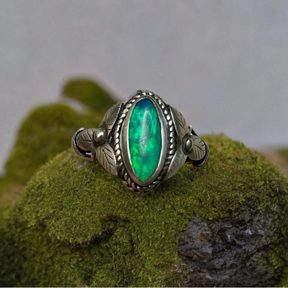 Black Opal Sterling silver ring - Picture 3 of 3